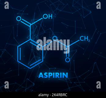 Acetylsalicylic, aspirin concept chemical formula icon label, text font vector illustration Stock Vector