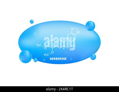 Berberine concept chemical formula icon label, text font vector illustration Stock Vector