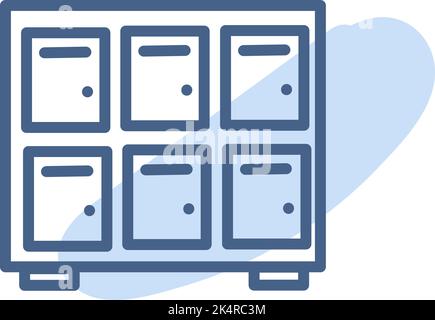 Swimming pool clothing lockers, illustration, vector on a white background. Stock Vector