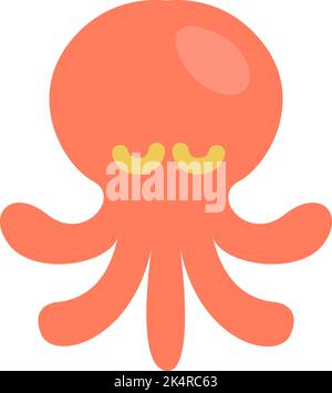 Red octopus, illustration, vector on a white background. Stock Vector