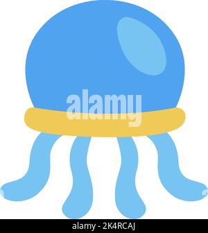 Blue jelly fish, illustration, vector on a white background. Stock Vector