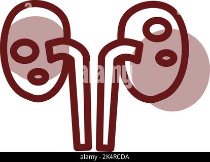 Kidney stones, illustration, vector on a white background. Stock Vector