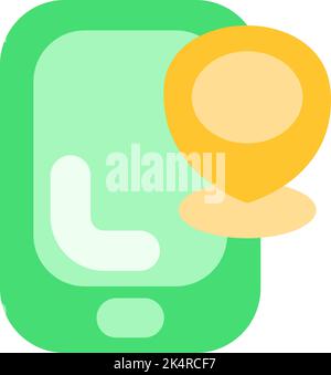 Phone location, illustration, vector on a white background. Stock Vector
