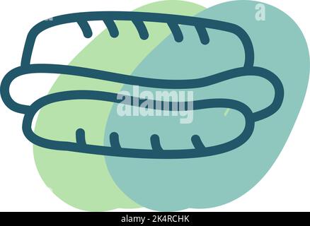 Amusement park hotdog, illustration, vector on a white background. Stock Vector