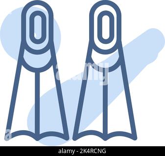 Blue diving fins, illustration, vector on a white background. Stock Vector
