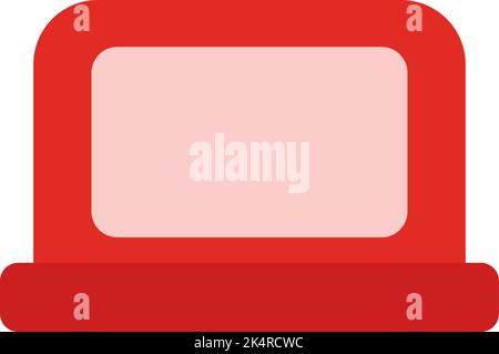 Red laptop, illustration, vector on a white background. Stock Vector