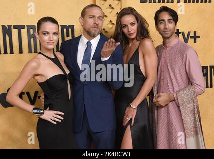 Los Angeles, USA. 03rd Oct, 2022. (L-R) SHANTARAM Cast - Elektra Kilbey, Charlie Hunnam, Antonia Desplat and Shubham Saraf at the Apple TV  Original Series' SHANTARAM Premiere held at the Regency Bruin Theater in Westwood, CA on Monday, ?October 3, 2022. (Photo By Sthanlee B. Mirador/Sipa USA) Credit: Sipa USA/Alamy Live News Stock Photo