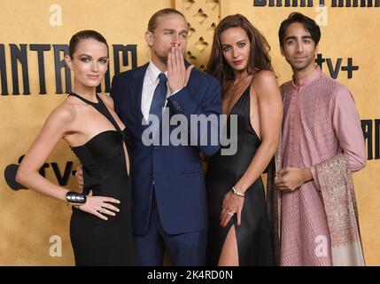 Los Angeles, USA. 03rd Oct, 2022. (L-R) SHANTARAM Cast - Elektra Kilbey, Charlie Hunnam, Antonia Desplat and Shubham Saraf at the Apple TV  Original Series' SHANTARAM Premiere held at the Regency Bruin Theater in Westwood, CA on Monday, ?October 3, 2022. (Photo By Sthanlee B. Mirador/Sipa USA) Credit: Sipa USA/Alamy Live News Stock Photo