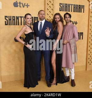 Los Angeles, USA. 03rd Oct, 2022. (L-R) SHANTARAM Cast - Elektra Kilbey, Charlie Hunnam, Antonia Desplat and Shubham Saraf at the Apple TV  Original Series' SHANTARAM Premiere held at the Regency Bruin Theater in Westwood, CA on Monday, ?October 3, 2022. (Photo By Sthanlee B. Mirador/Sipa USA) Credit: Sipa USA/Alamy Live News Stock Photo