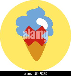 No ice cream diet, illustration, vector on a white background. Stock Vector