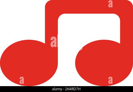 Red music note, illustration, vector on a white background. Stock Vector