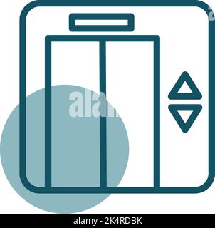 Shopping mall elevator, illustration, vector on a white background. Stock Vector