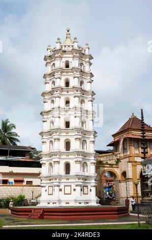 Deepstambha, located at Shri Mahalasa Narayani Temple, Mardol, Ponda, Goa, India Stock Photo