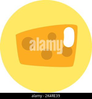 Slice of cheese, illustration, vector on a white background. Stock Vector