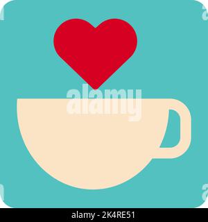Valentine coffee, illustration, vector on a white background. Stock Vector