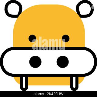Yellow hippopotamus, illustration, vector on a white background. Stock Vector