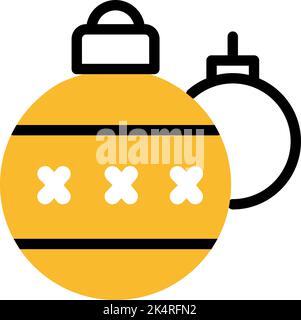 Yellow christmas tree ball decorations, illustration, vector on a white background. Stock Vector