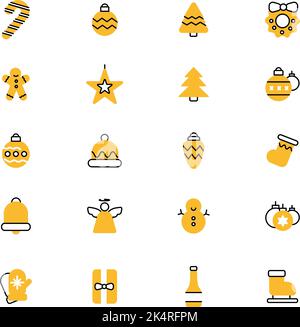 Yellow Christmas, illustration, vector on a white background. Stock Vector