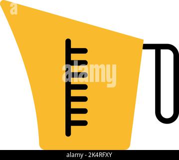 Yellow measuring cup, illustration, vector on a white background. Stock Vector