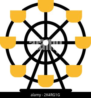 Amusment ferris wheel, illustration, vector on a white background. Stock Vector