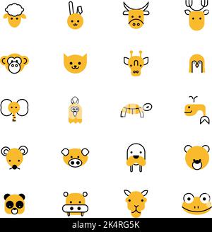 Yellow animals, illustration, vector on a white background. Stock Vector