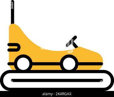 Yellow bumper car, illustration, vector on a white background. Stock Vector