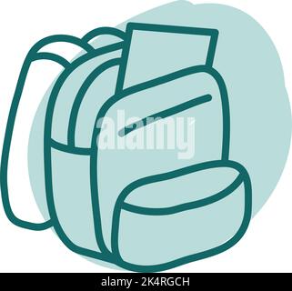 Blue study bag, illustration, vector on a white background. Stock Vector