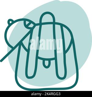 Backpack with hat, illustration, vector on a white background. Stock Vector