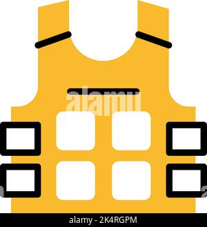 Yellow anti bullet vest, illustration, vector on a white background. Stock Vector