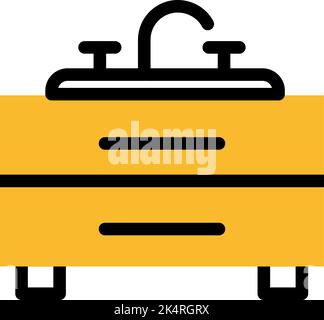 Bathroom sink with drawers, illustration, vector on a white background. Stock Vector