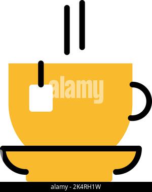 Hot cup of tea, illustration, vector on a white background. Stock Vector