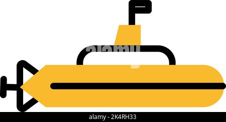 Army submarine, illustration, vector on a white background. Stock Vector