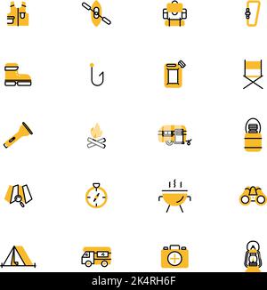 Camping trip, illustration, vector on a white background. Stock Vector