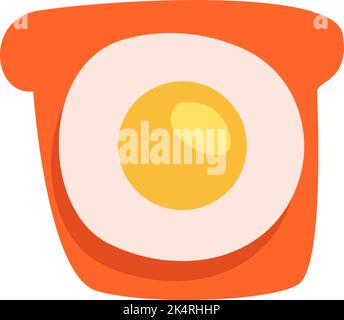 Breakfast egg on toast, illustration, vector on a white background. Stock Vector