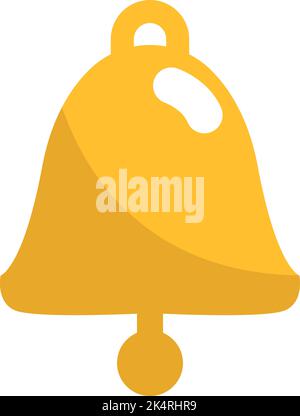 Yellow christmas bell, illustration, vector on a white background. Stock Vector