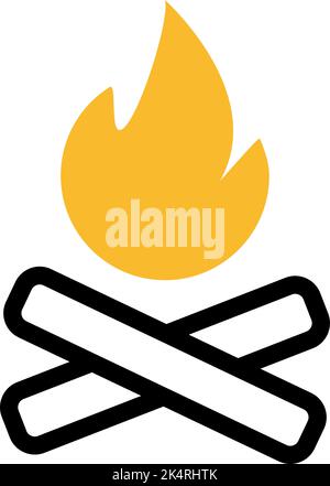 Camping bonfire, illustration, vector on a white background. Stock Vector