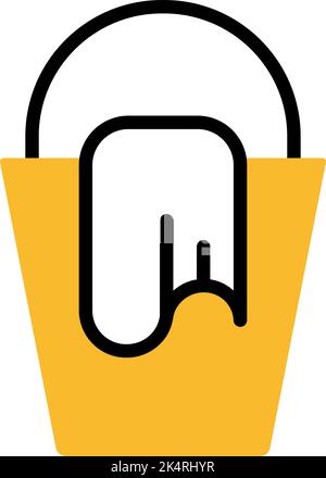 Cleaning bucket, illustration, vector on a white background. Stock Vector