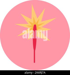 Celebration sparkler, illustration, vector on a white background. Stock Vector
