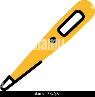 Yellow thermometer, illustration, vector on a white background. Stock Vector