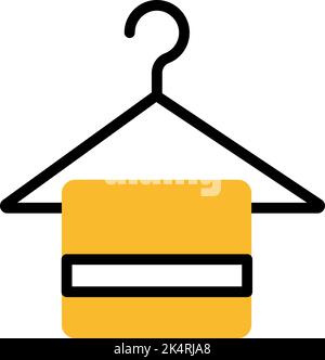 Clean towel on hanger, illustration, vector on a white background. Stock Vector
