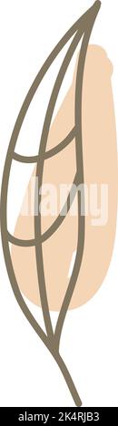 Orange feather, illustration, vector on a white background. Stock Vector