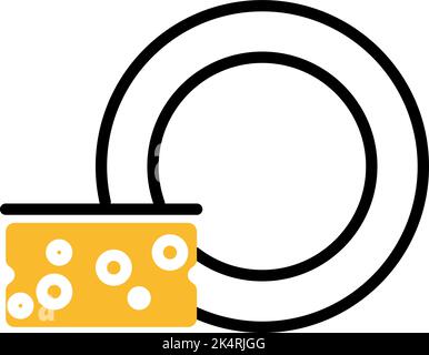 Washing dishes, illustration, vector on a white background. Stock Vector