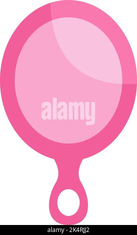 Pink cosmetic hand mirror, illustration, vector on a white background. Stock Vector