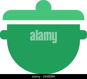 Cooking pot with lid, illustration, vector on a white background. Stock Vector