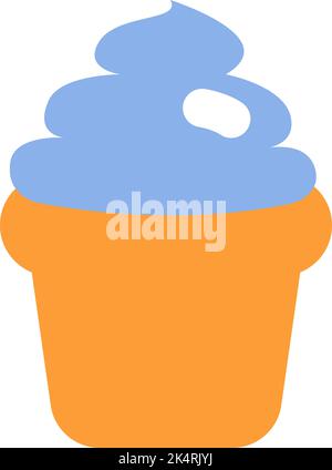 Blueberry cupcake, illustration, vector on a white background. Stock Vector