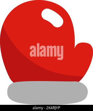 Red christmas mitten, illustration, vector on a white background. Stock Vector
