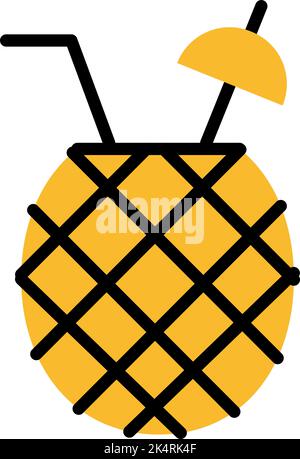 Pineapple juice, illustration, vector on a white background. Stock Vector