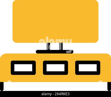 Yellow tv stand, illustration, vector on a white background. Stock Vector