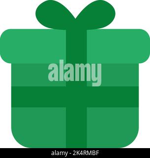 Turquoise present box with bow, illustration, vector on a white background. Stock Vector