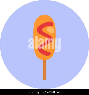 Sausage in dough, illustration, vector on a white background. Stock Vector